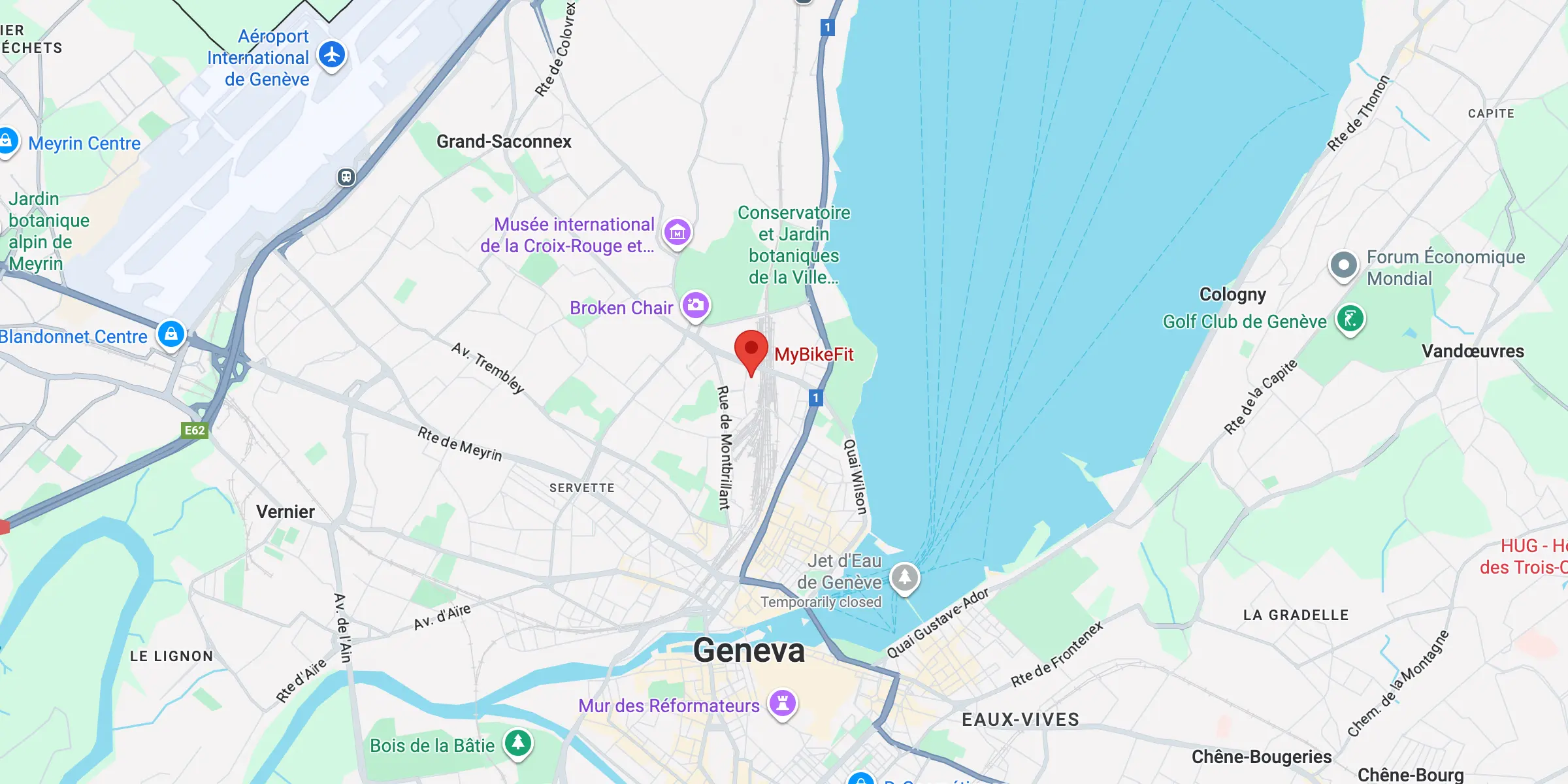 Une image de l'emplacement de MyBikeFit Genève sur Google Maps